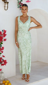 Rubie Maxi Dress - Lime Floral