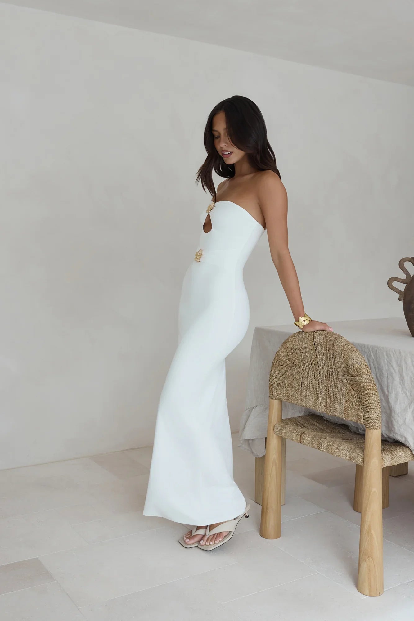 Sandy Stars Strapless Maxi Dress White